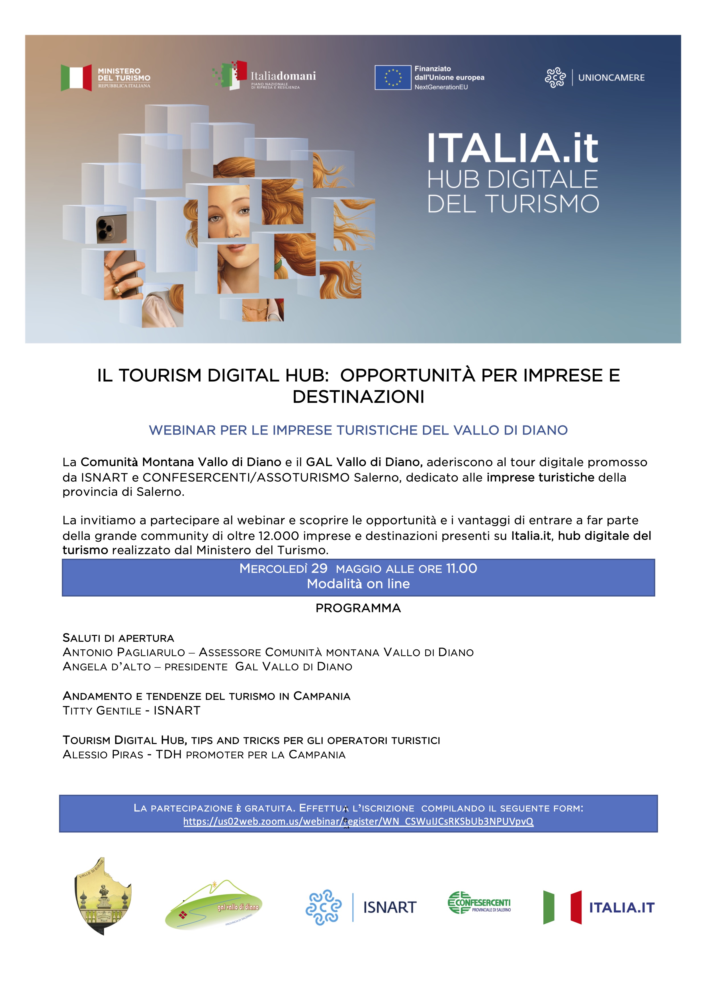 Tourism digital hub. webinar per imprese turistiche vallo di di diano